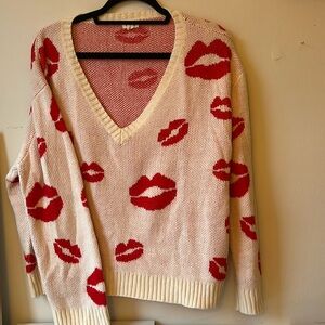Red Lips Oversized Sweater